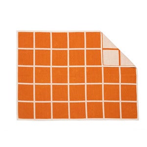 Woven blanket in lambswool Criss Pale Orange