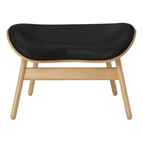 A Conversation Piece Ottoman Footstool Oak/Umage Leather Black