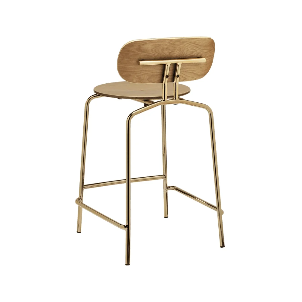 Curious Low Bar Stool Oak/Brass