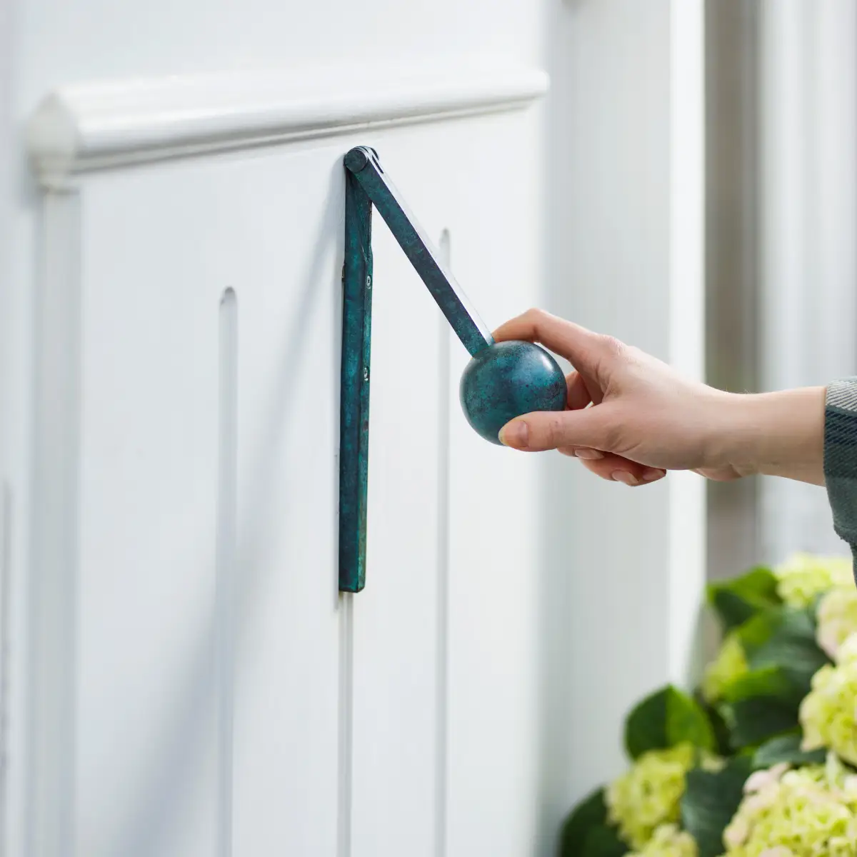 Klonk door knocker blue oxidized brass