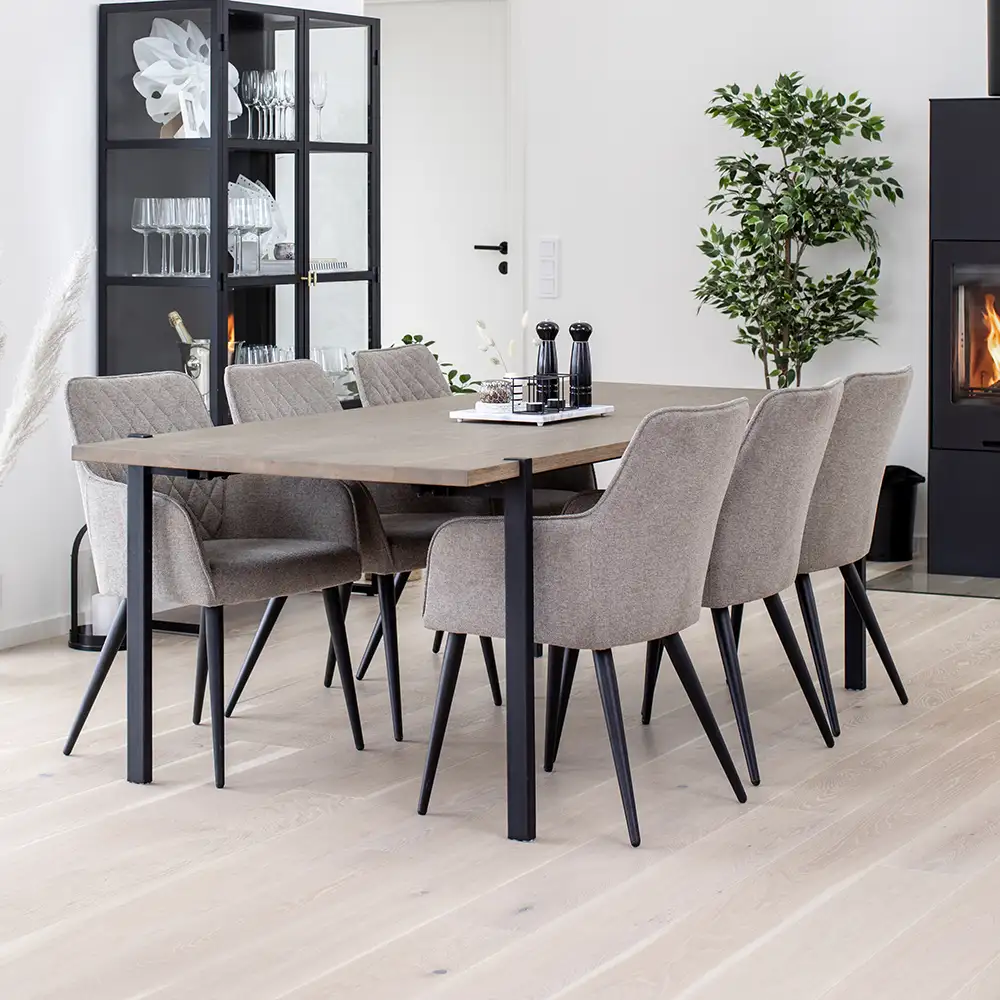 Aki Dining table 220x95 cm grey stained oak