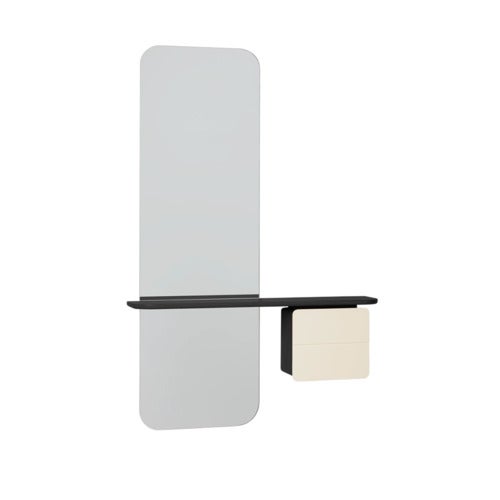 One More Look Mirror Black Oak/Pearl White