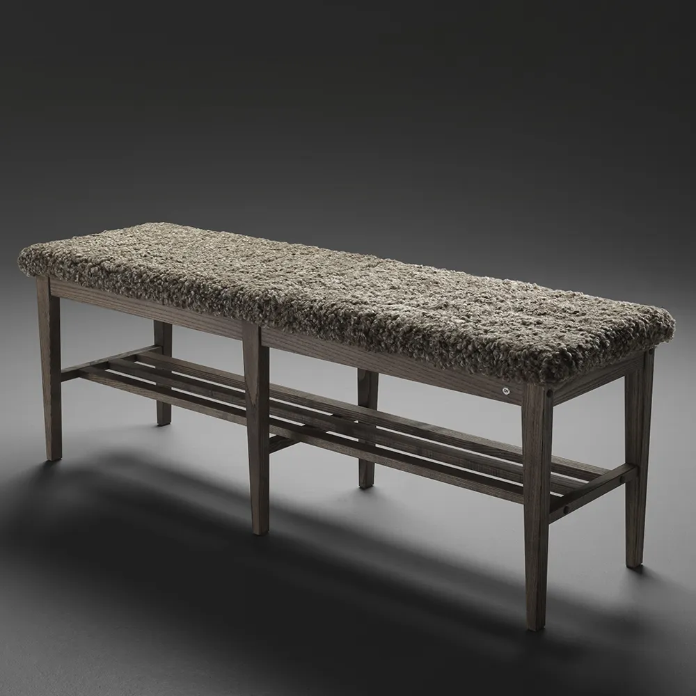 Nadja Bench 130 cm Brown oiled Ash/Sheepskin Sahara