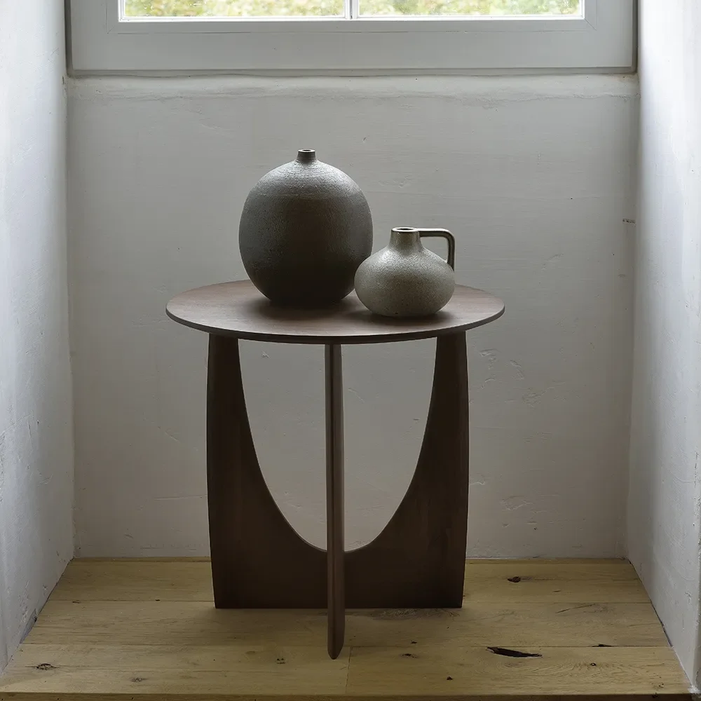 Geometric Side table Teak brown