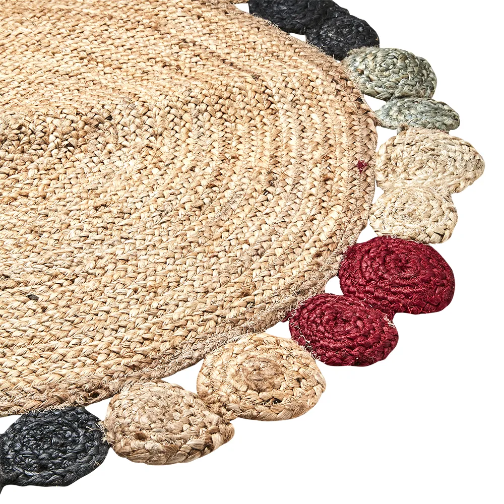 JUNI rug natural/multi-coloured Ø90 cm
