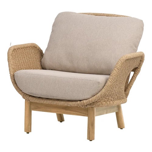 Lily armchair  Twist straw / Plush wheat / teak