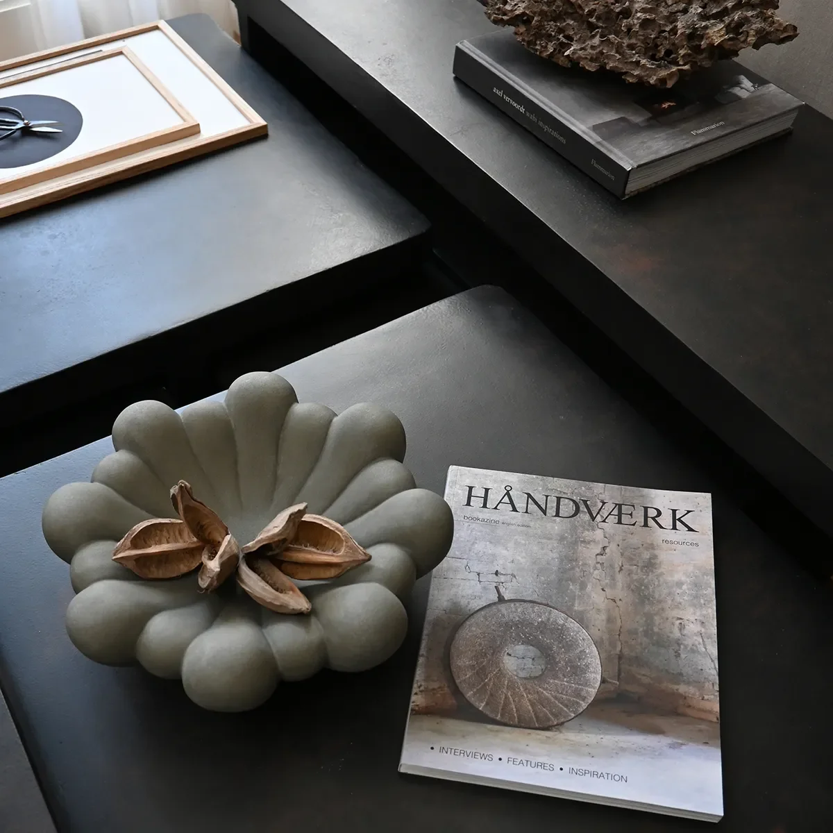 Handmade Decorative Bowl Bloom Dark Grey Ø 28,5 cm