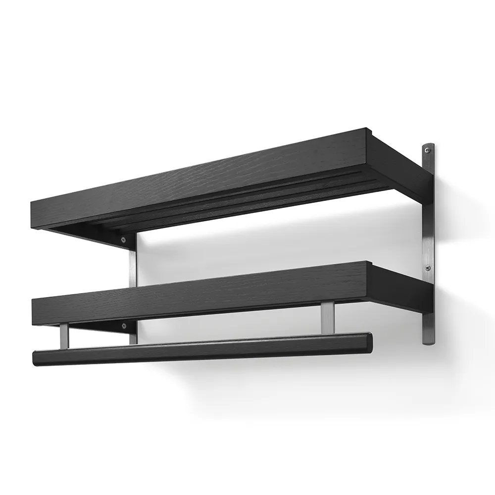 Nadja Hat rack 80 cm 2 levels Black stained Oak/Ground steel
