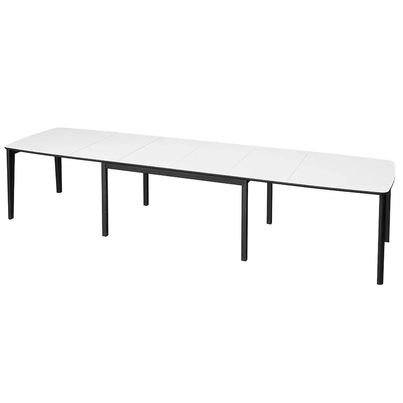 SM107 Dining table 101x160-316-368 cm Black lacquered oak - White laminate