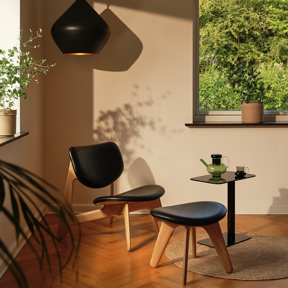 Slab lounge chair natural black leather