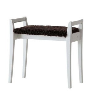 Meja Stool White lacquered Birch/Sheepskin Brown