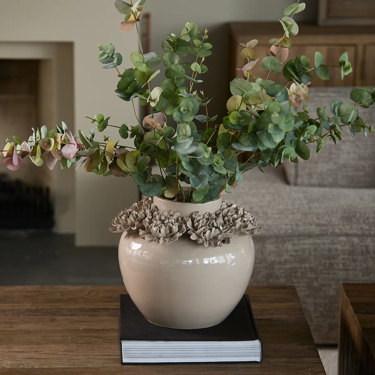 Handmade Vase Blossom Edge H31 cm Flax