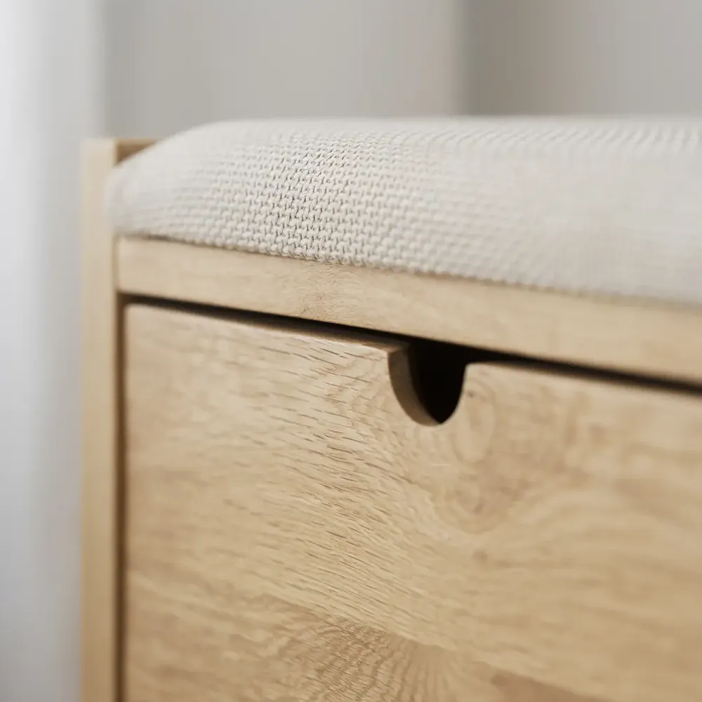 Hillmond storage bench 80 cm oak/beige fabric