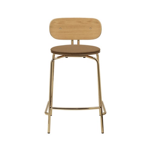 Curious Low Bar Stool Oak/Brass Sugar Brown