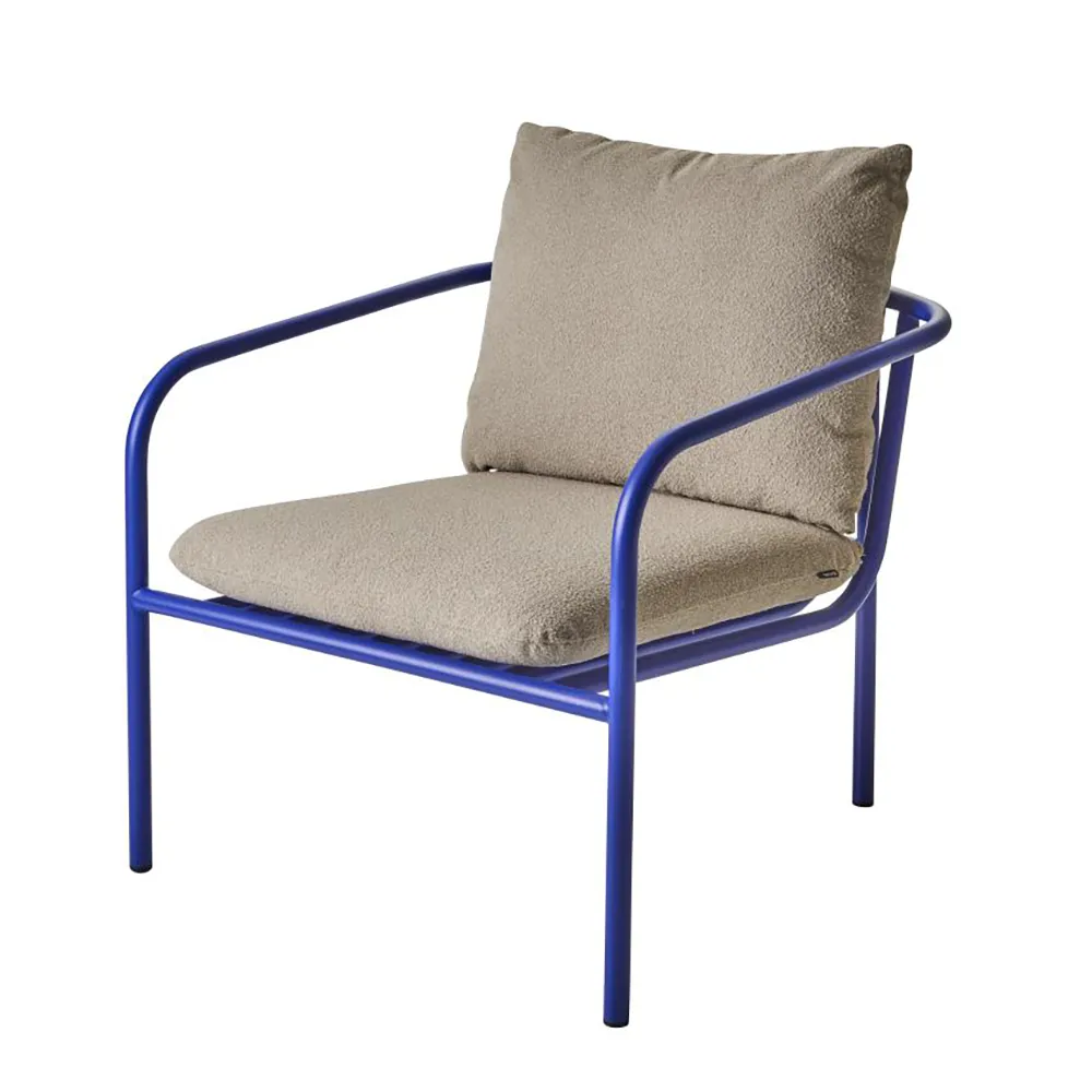 Bendt Armchair Teddy Beige/Indigo Blue