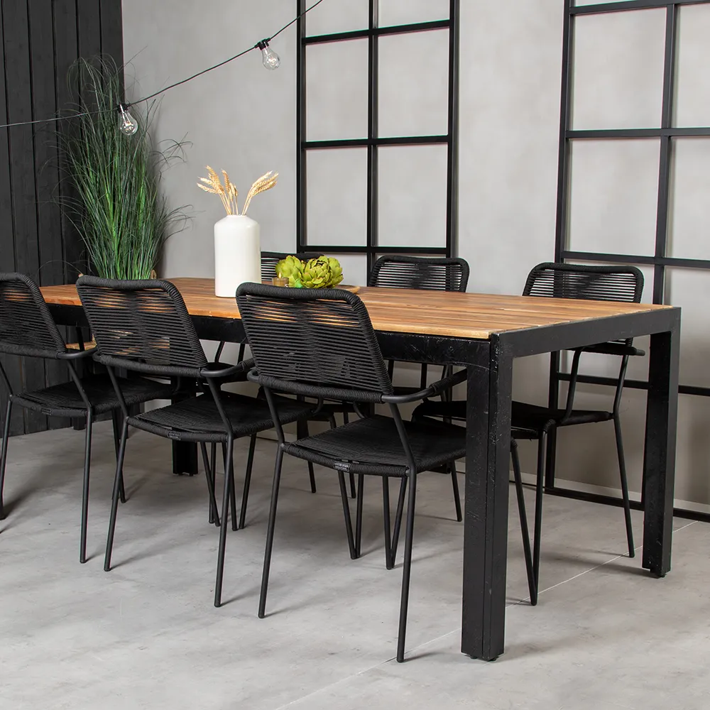 Bois dining table 90x205 cm Black/Acacia