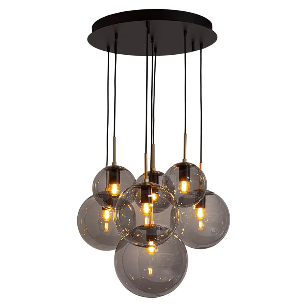 Laura ceiling light Ø53cm Black/Smoke grey
