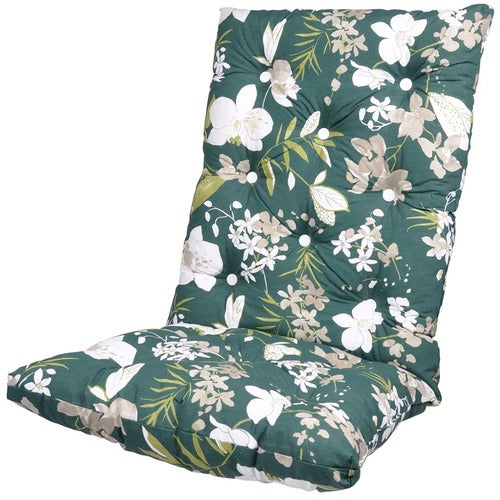 High flock cushion Green Botanical