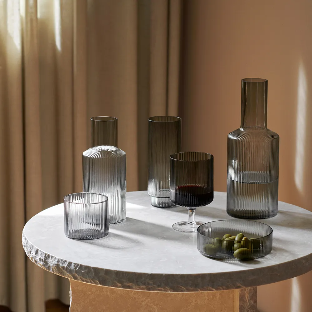 Ripple Serving Bowls - Set of 4 - Smoked Grey