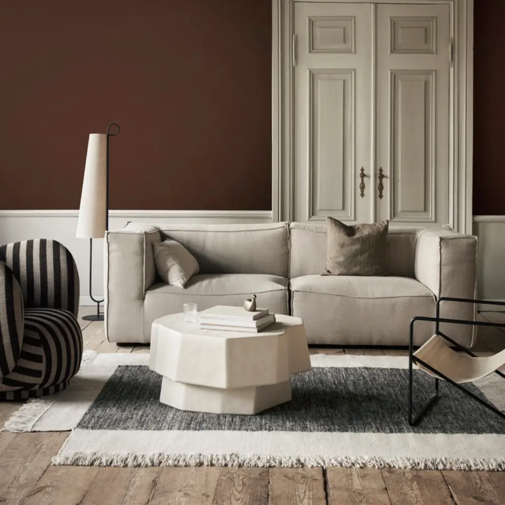 Counter Hand-woven Wool Rug 200x300 cm - Charcoal/Off-white