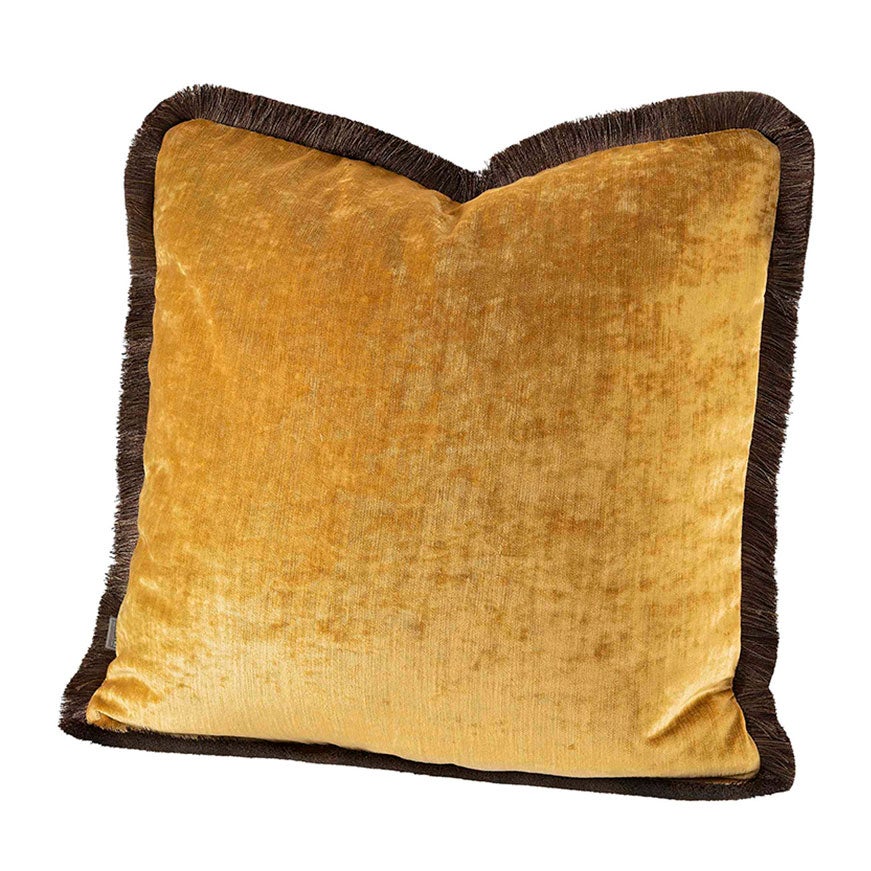 Garda Velvet Cognac Cushion Cover Fringe 50X50