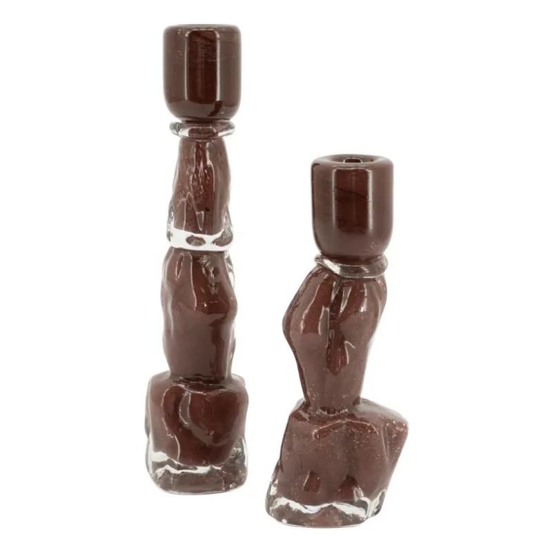 Liqo (set of2) 7x6x19,5 cm Glass Brown
