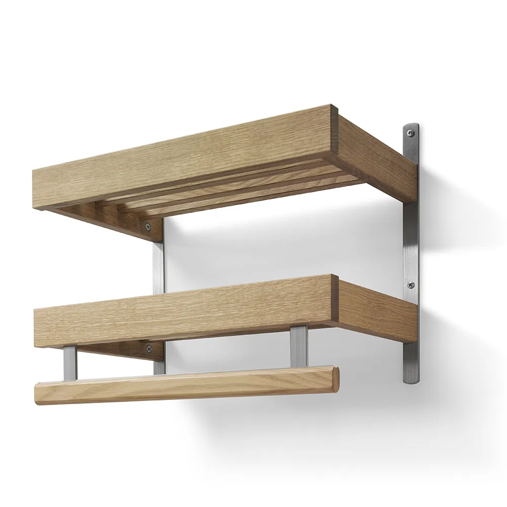Nadja Hat rack 50 cm 2 levels Lacquered Oak/Ground steel