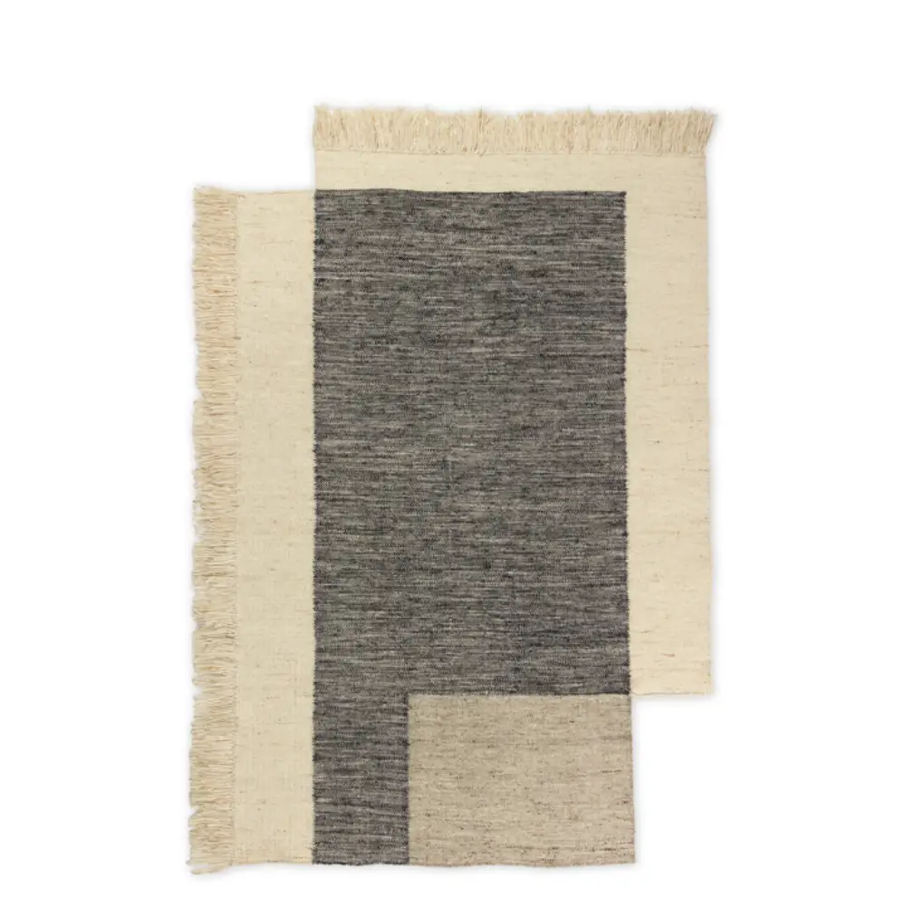 Counter Hand-woven Wool Rug 140x200 cm - Charcoal/Off-white