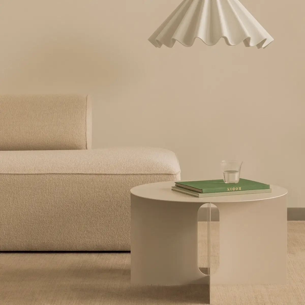 Androgyne Side table/base Ivory Steel - Ø63 cm