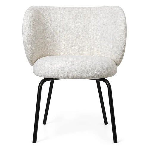 Rico Dining chair Black Bouclé - Off-white