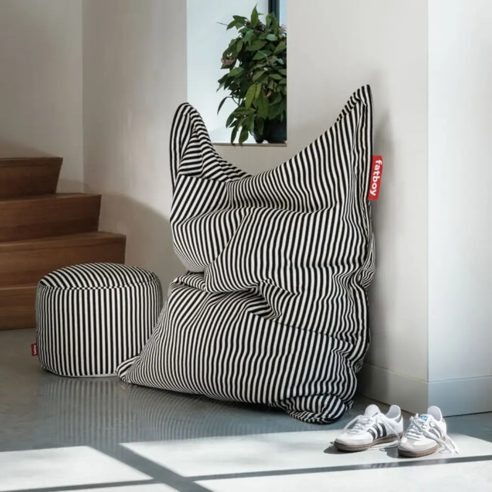 point terry pouf black creme