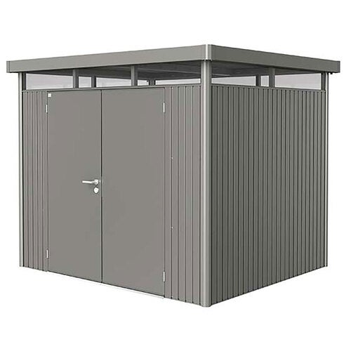Highline Garden shed double door size h3 metallic quartz-grey Biohort