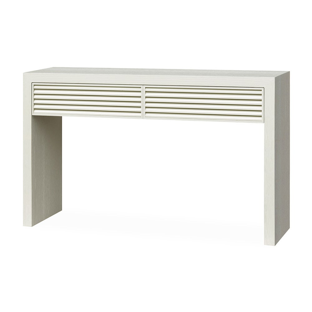 HAYDEN console table in oak veneer-ivory mist